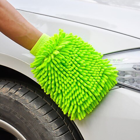 Microfiber Warp Cleaning Cloth Chenille Glove - Green