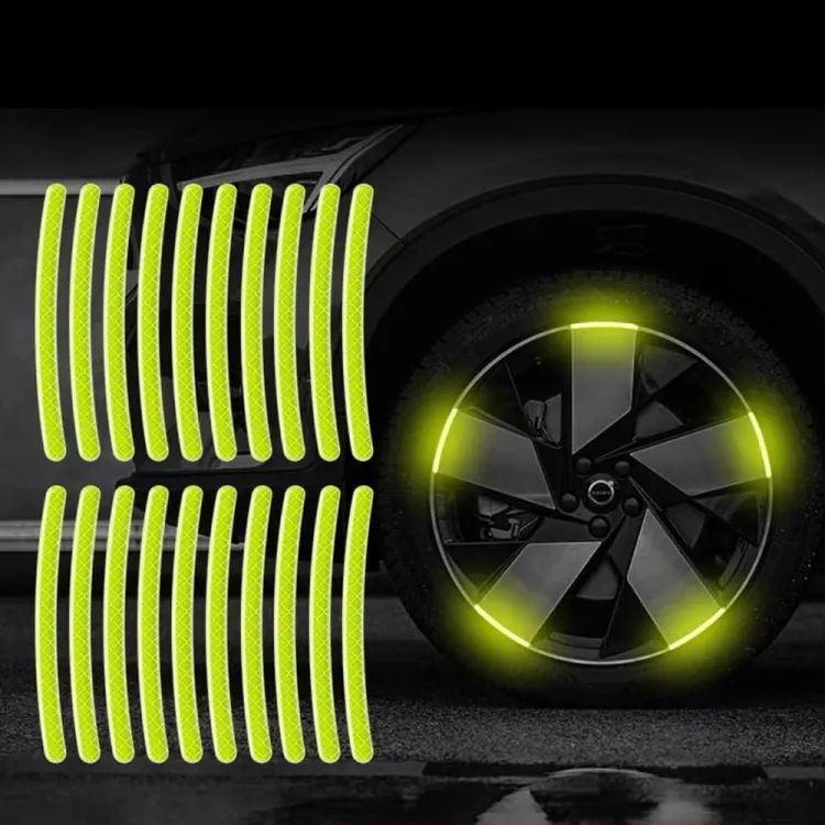 20pcs 3D Reflective Wheel Tire Rim Stripe Sticker