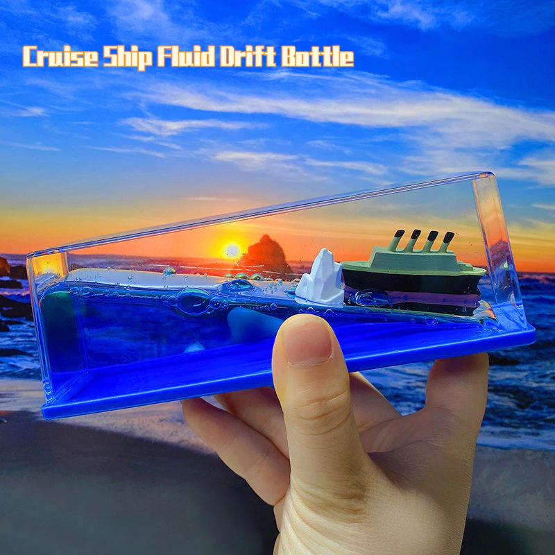 Cruise Ship Fluid Drift Bottle Boat Floating Car showpiece