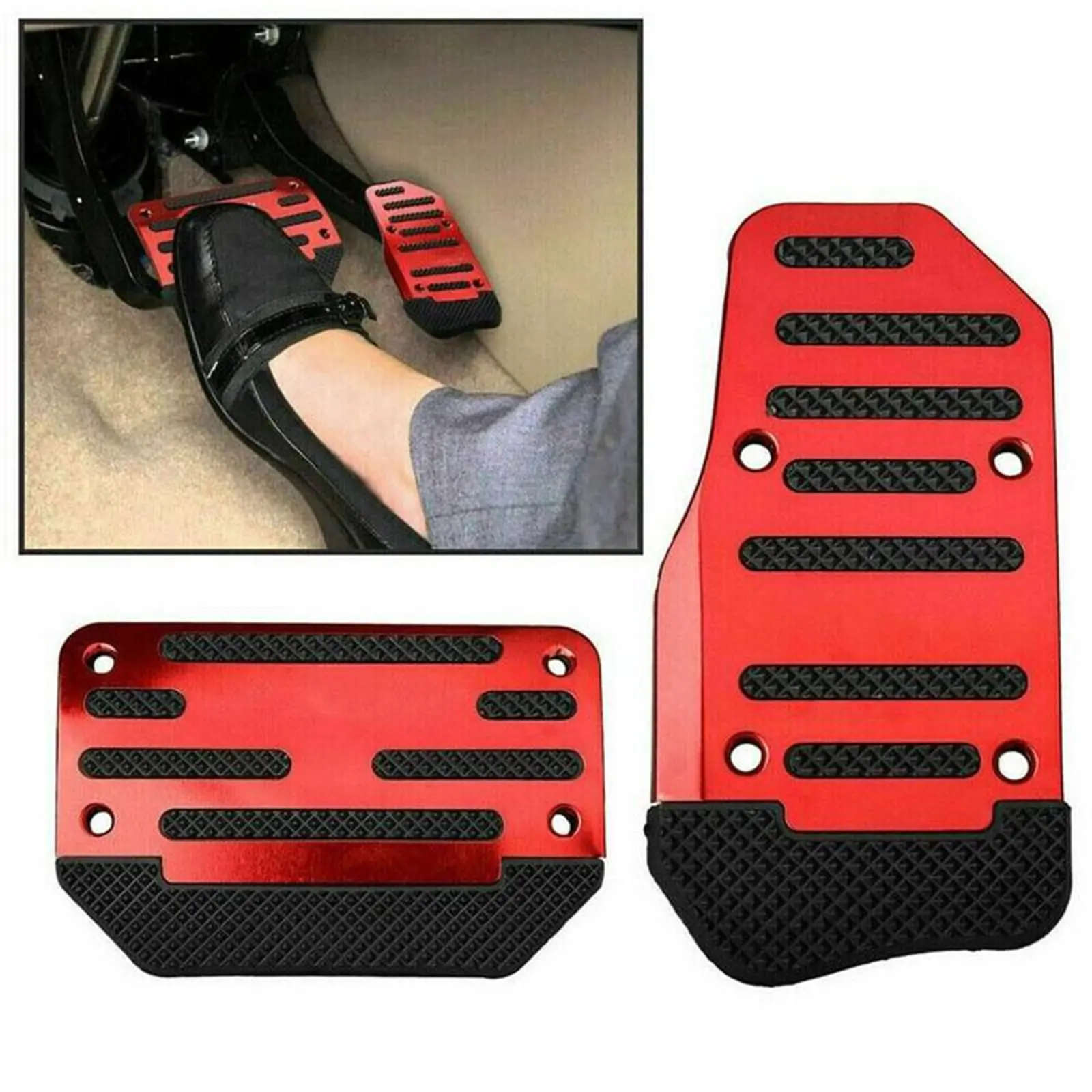Brake Foot Pedal Pad Kit Non-Slip No Drill Aluminum Alloy Accelerator Pedal Covers