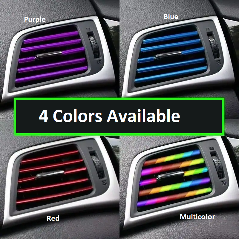 Car Air Vent Decoration Strip– 10Pcs (Each pcs stick length 7.8 Inch) Universal Fit PVC Trim