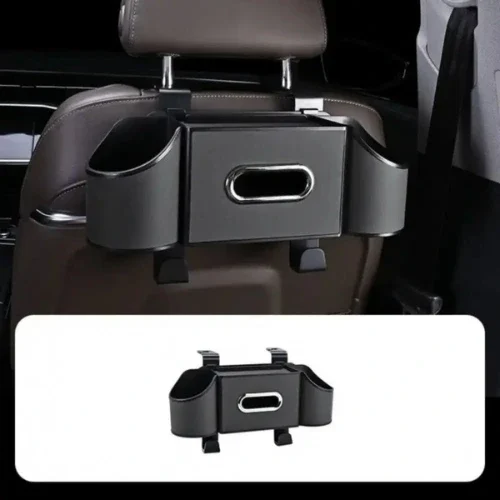 Premium Car Seat Back Organizer with Cup Holder, Phone Mount, Tissue Storage & Heavy-Duty Hooks
