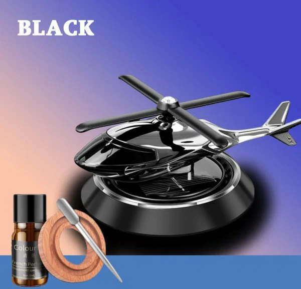 Solar Car Helicopter Air Freshener- Black
